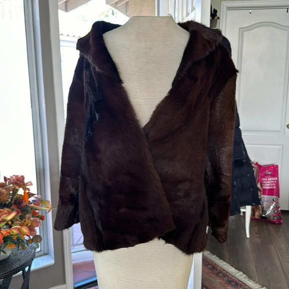 Vintage dark rich brown ranch mink fur coat short gorgeous - Picture 6 of 16